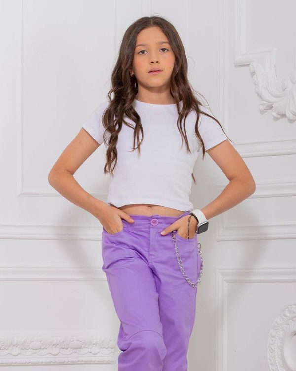 Pantalón en drill tipo jogger niñas