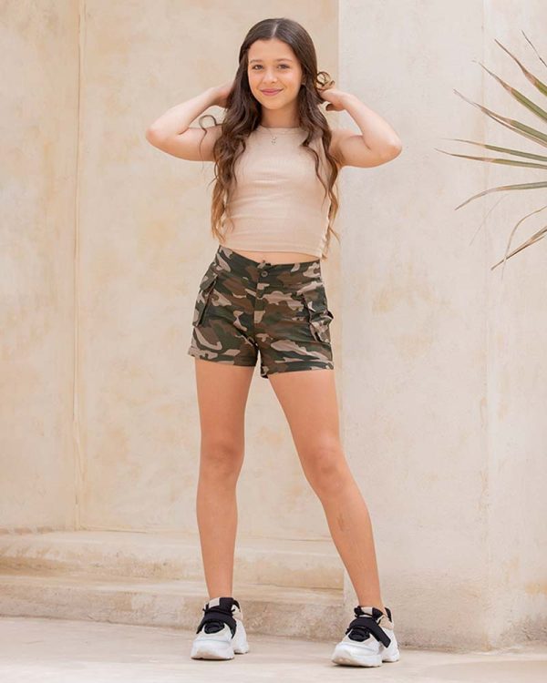 Short en dril niña camuflado - Image 4