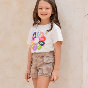 Short en dril niña camuflado