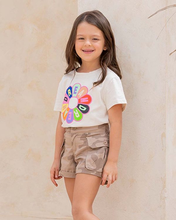 Short en dril niña camuflado